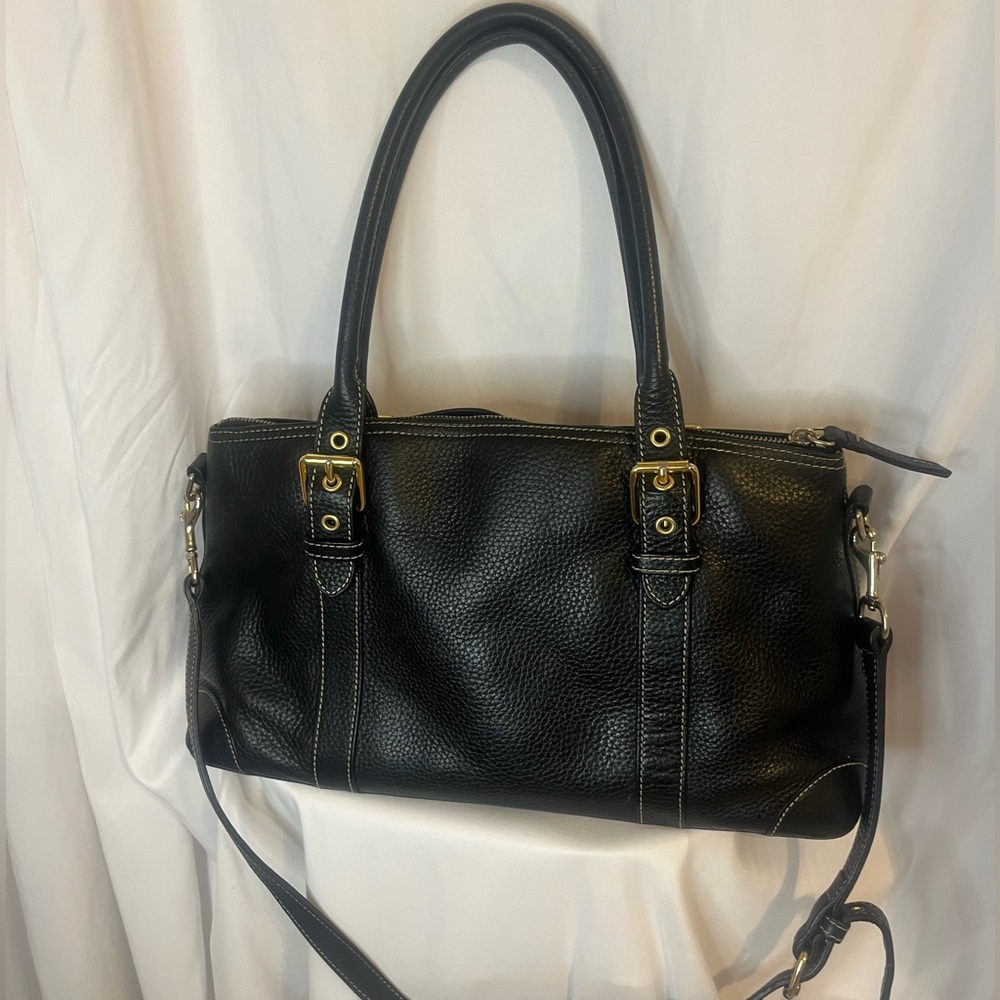 Dooney & Bourke Black Pebbled Leather Shoulder Bag with Gold Hardware - Picture 2 of 5